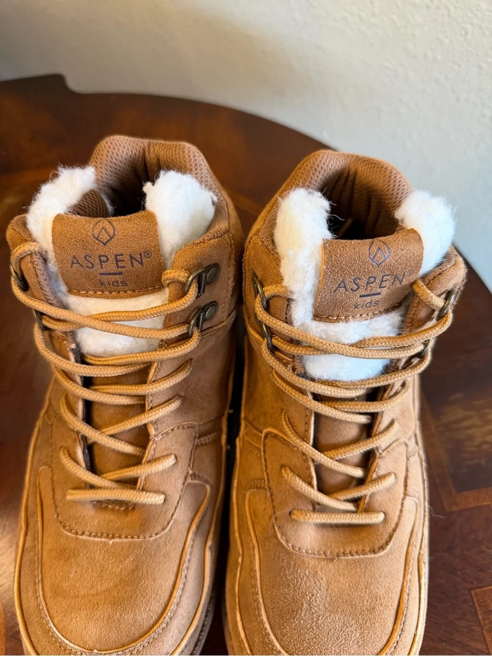 Aspen Kids Tan Suede Winter Boot with Fleece Lining